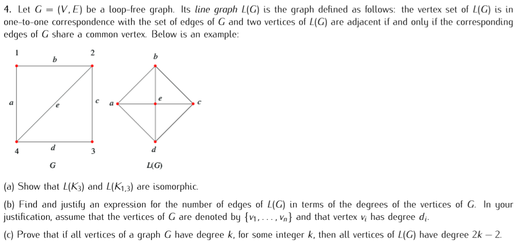  4. Let G (V,E) be a loop-free graph. Its line graph