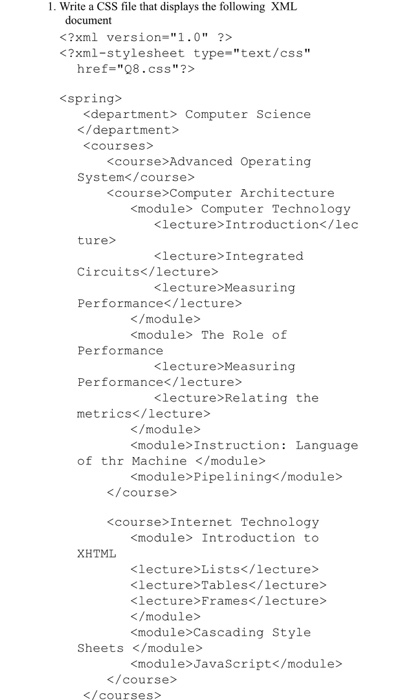  I need help with this xml! . Write a CSS file