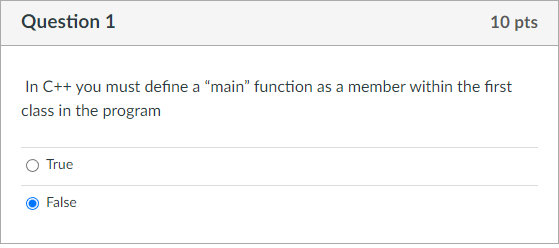  In C++ you must define a "main" function as a member