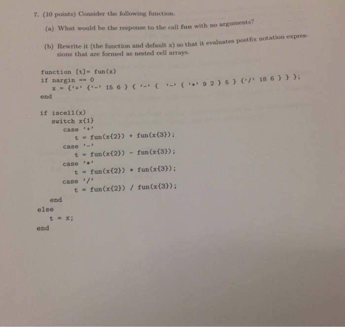  Consider the following function. (a) What would be the response to