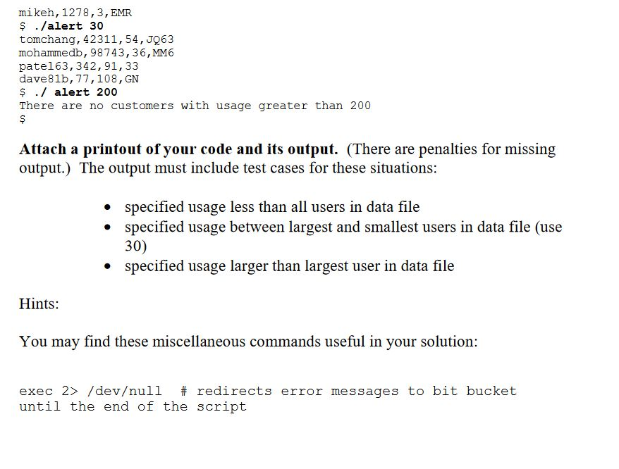 the following requirements: The format of the data file is as follows: