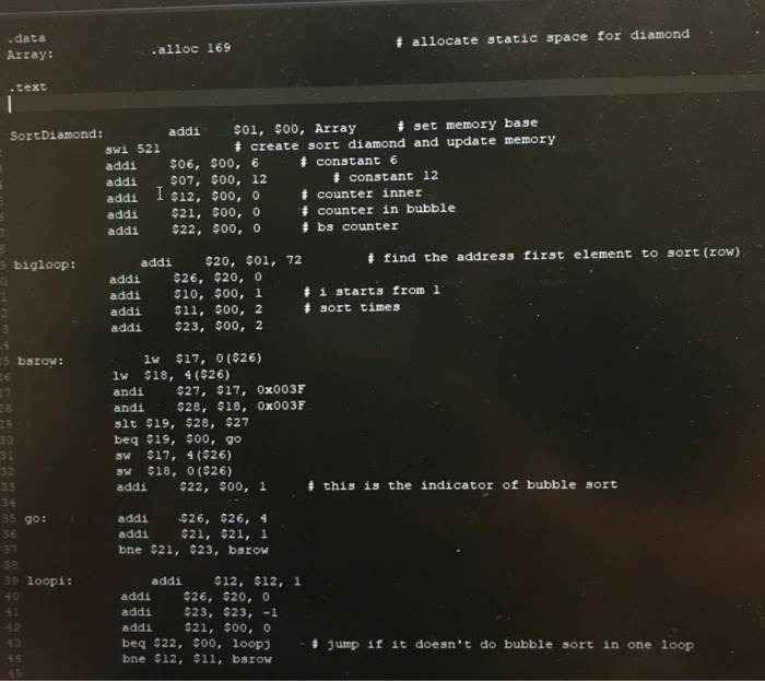 I have attached a MIPS Assembly program below that takes a 13x13