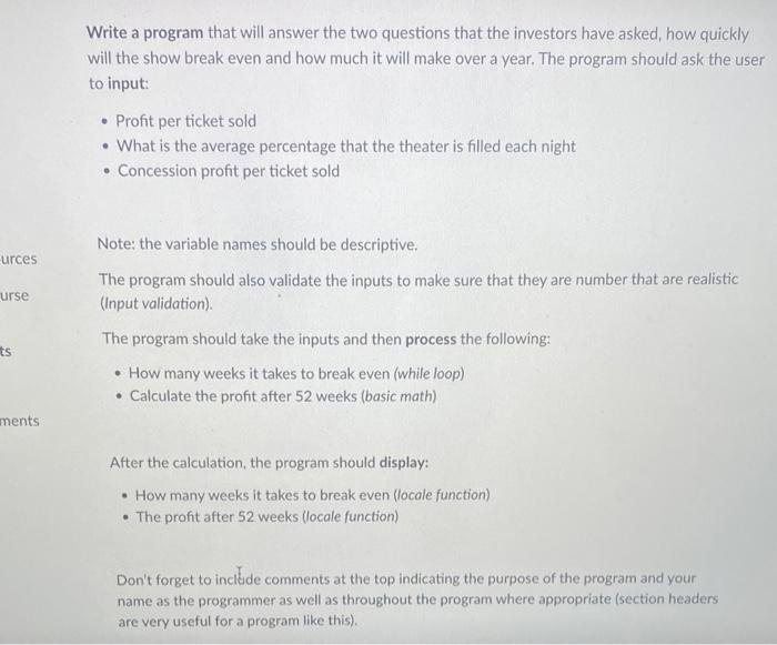  Write a program that will answer the two questions that the