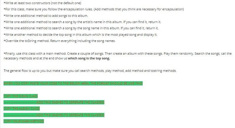 going to develop a class to represent Songs. *For the instance variables,