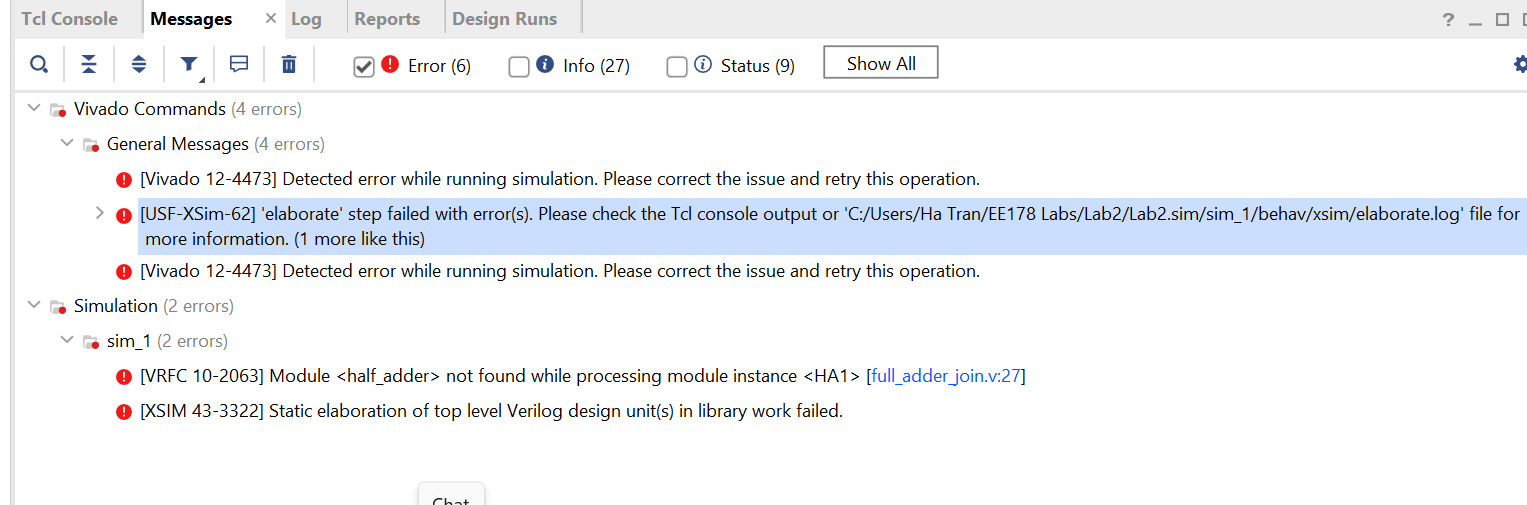 testbench: This is errors: General Messages (4 errors) [Vivado 12-4473] Detected error