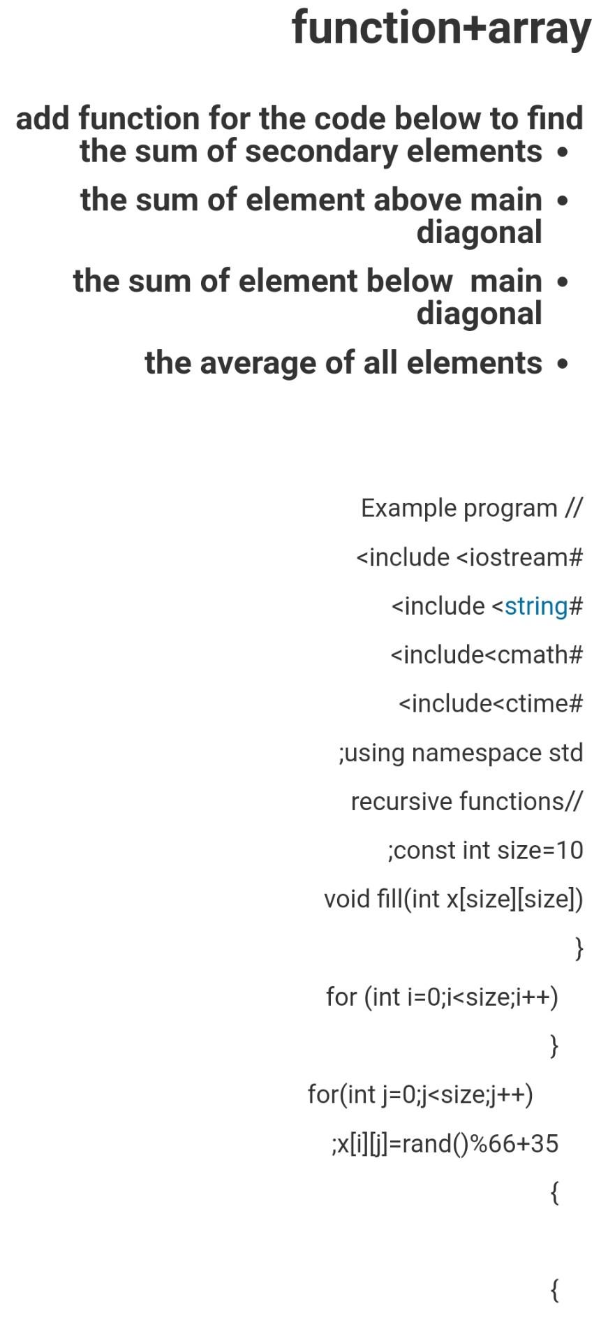  function+array add function for the code below to find the sum