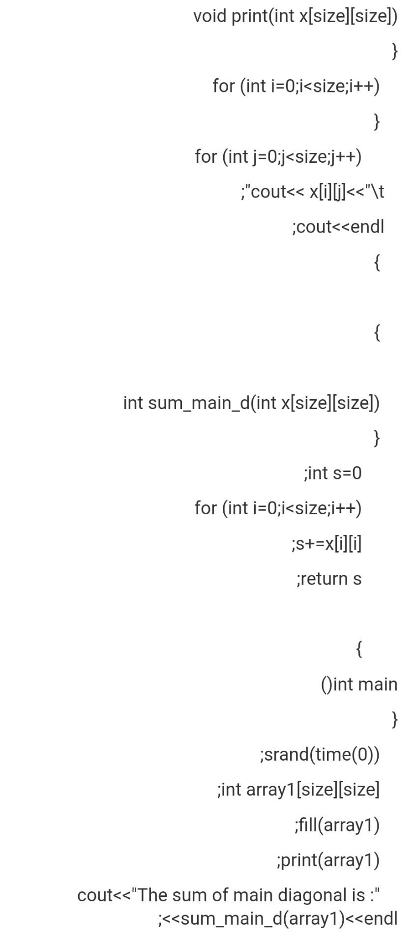 of secondary elements the sum of element above main diagonal the sum