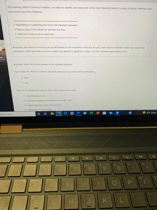 It's one question please help literature Text marking, which is a form