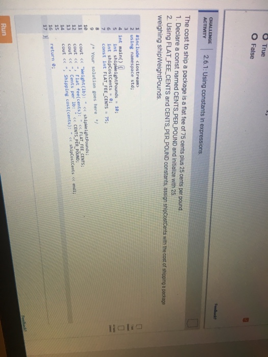  Please answer line 9 correct and clearly O True O False