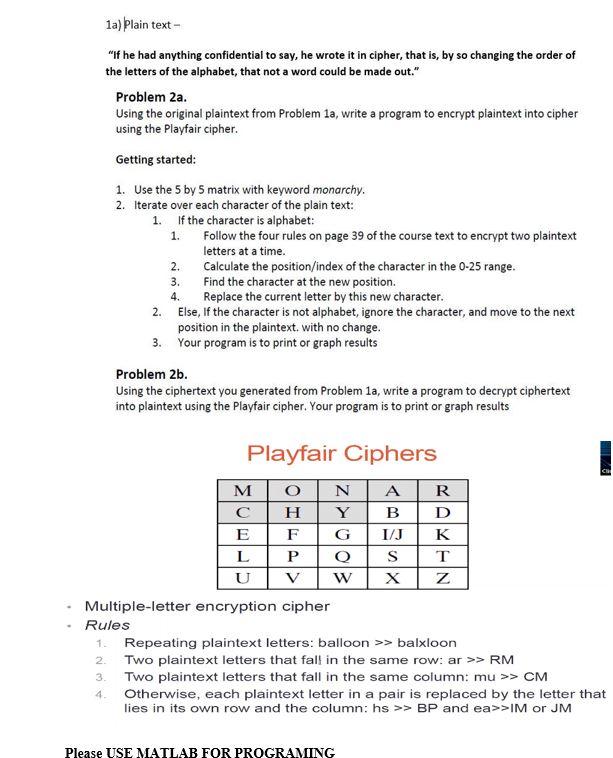  Problem 2b. Using the ciphertext you generated from Problem 2a ,