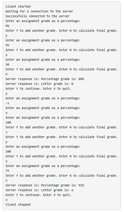 grade based on a set of assignment grades. Determines the corresponding letter