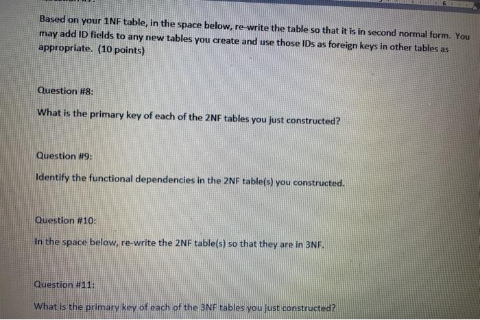 in the appropriate sections below. Tables must include all data (not merely