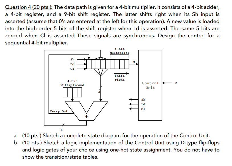  Question 4 (20 pts.): The data path is given for a