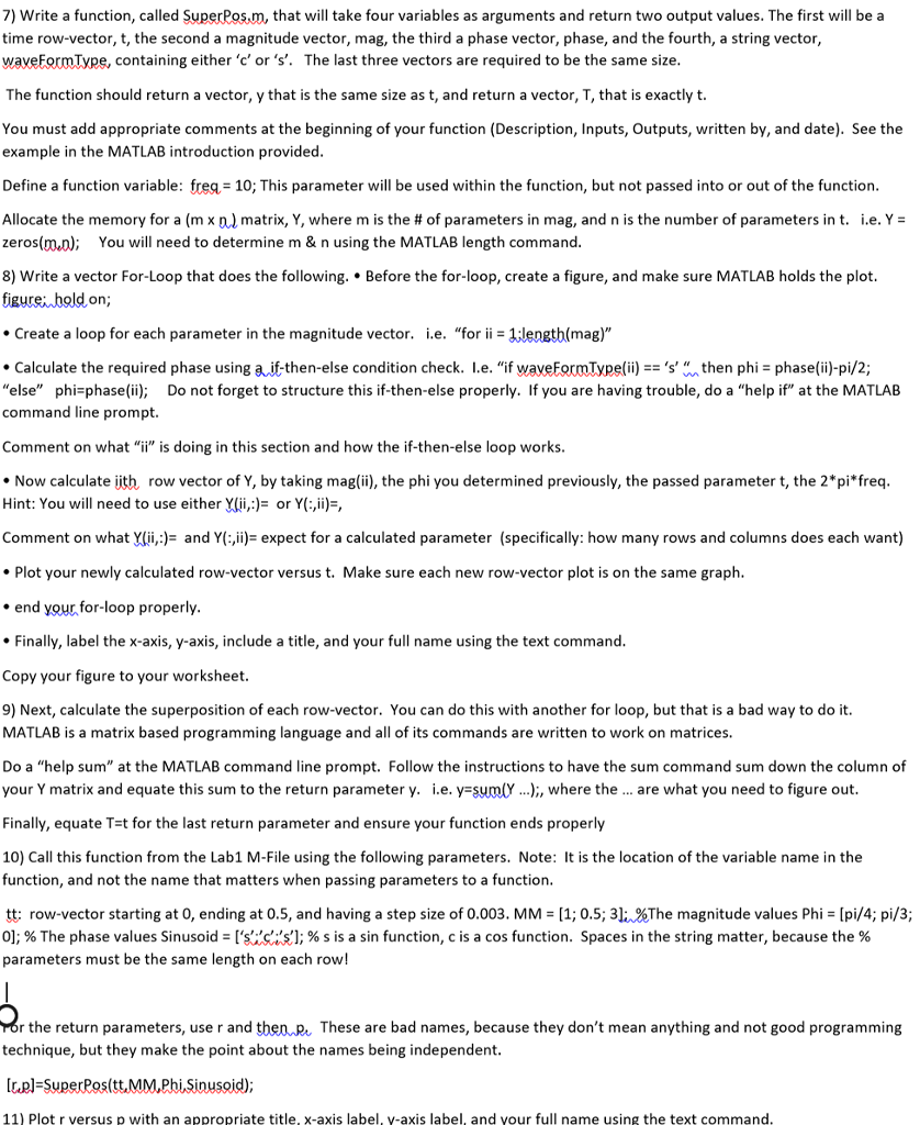 please see attached image this should be in MATLAB Write a