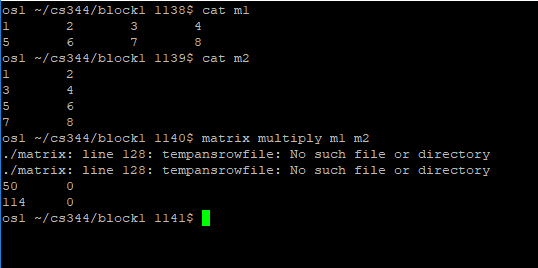 Hello, I'm writing a Bash Script on the shell for matrix operations