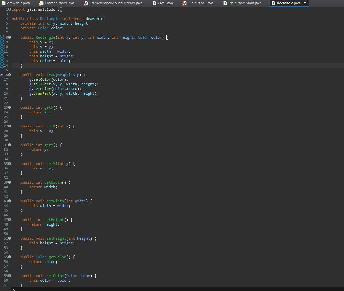 Write FramedPanelMouseListener so that it: a) Implements the MouseListener interface. b) Has