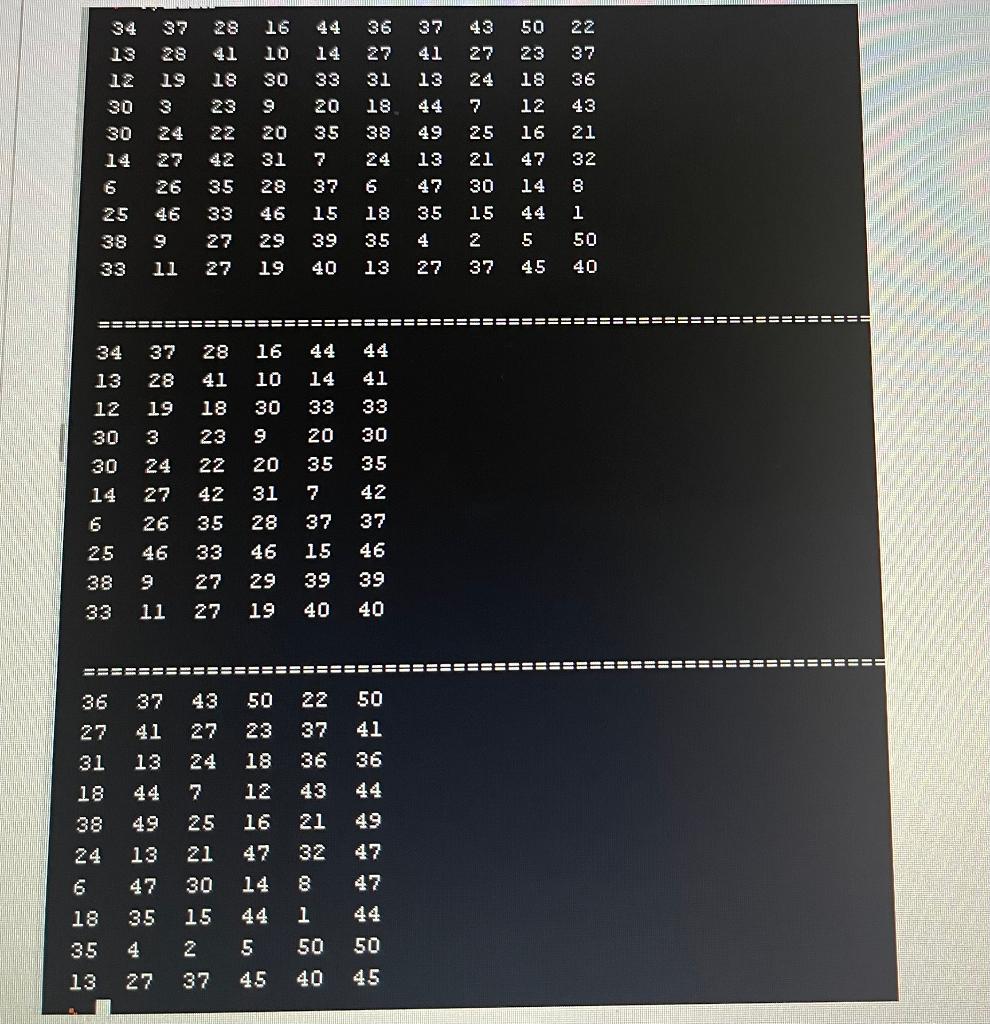 Write a C function named SplitAndSummarize that receives three different (2D) two