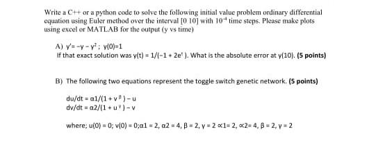  Write a Chor a python code to solve the following initial
