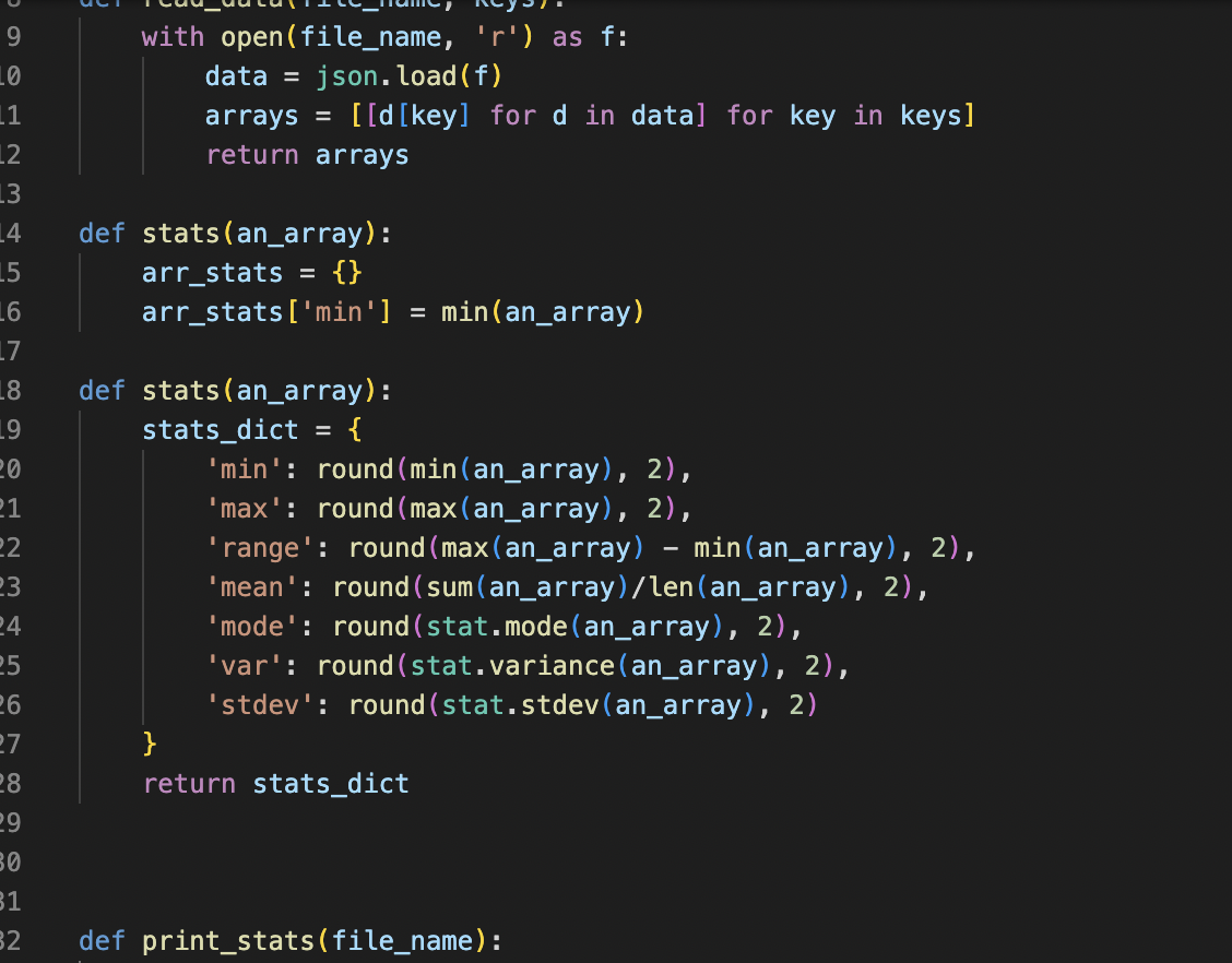 that reads the JSON file with the indicated file name, computes the