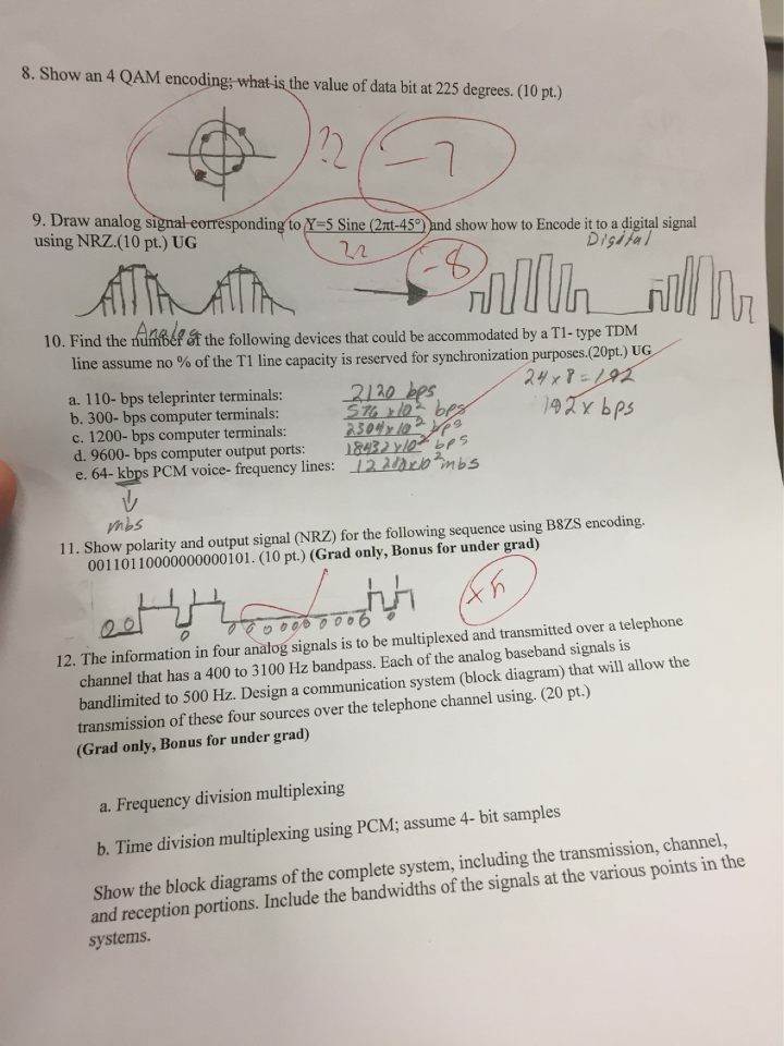  please explain #10 8. Show an 4 QAM encoding; what is