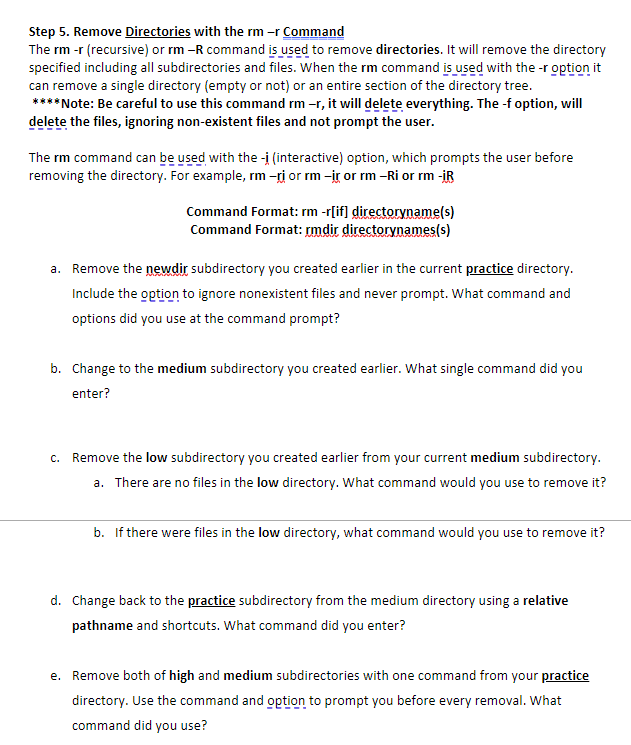  Step 5. Remove Directories with the rm -r Command The rm