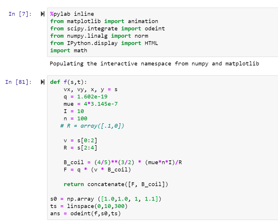 2D animation. The equation for the magnetic field: Equation for the force