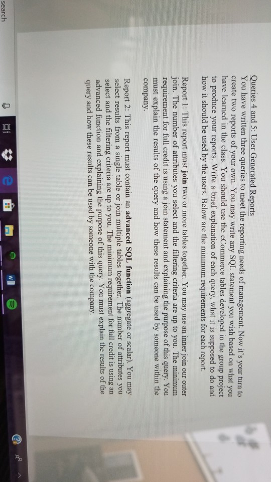 and reporting. All work for this project MUST be done on your