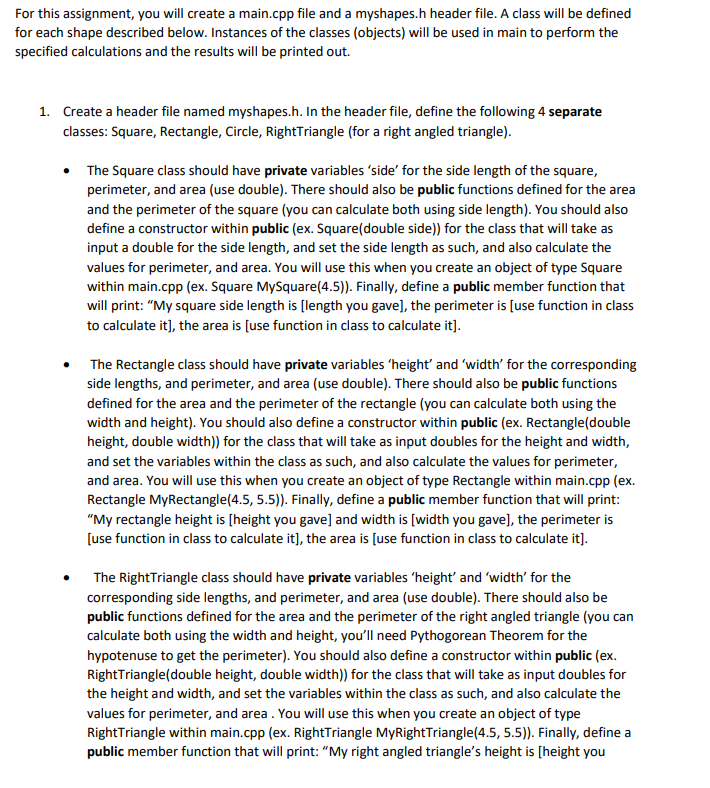  Lang: C++. For this assignment, you will create a main.cpp file