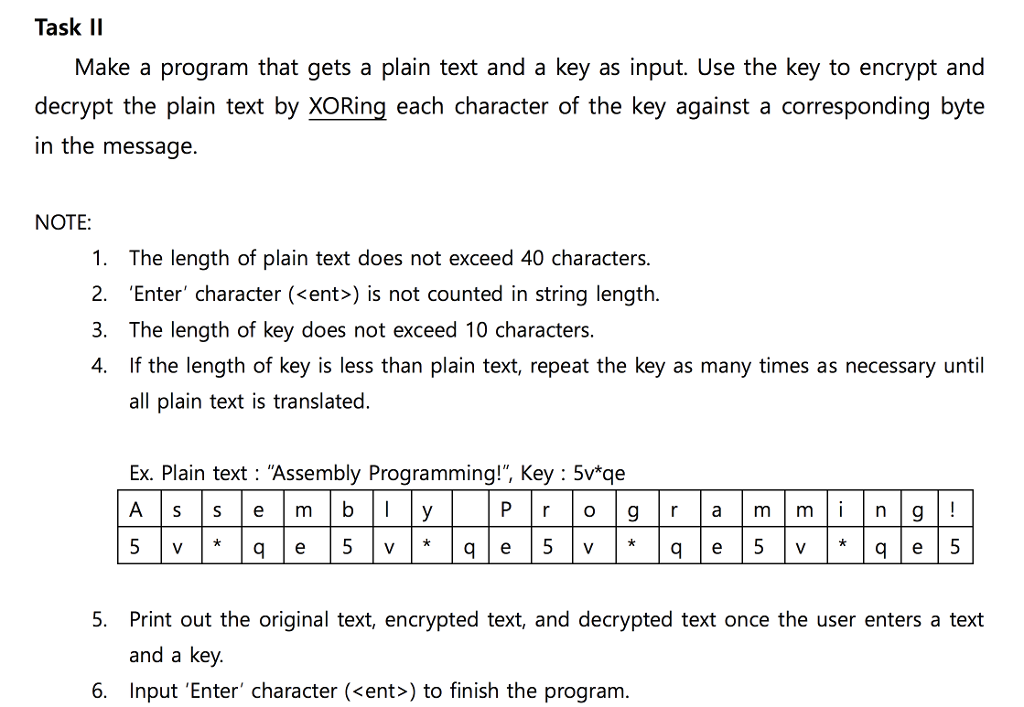 MASM assembly language Task II Make a program that gets a plain