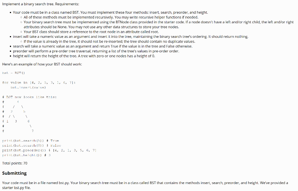  needs to be in python! class BTNode: '''Binary Tree Node class