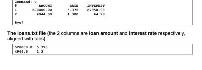 and interest a - Add a loan r - Remove a loan