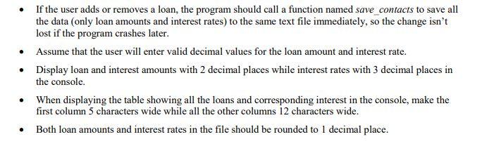 and interest a - Add a loan r - Remove a loan