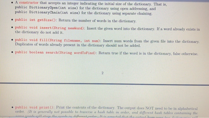of a Dictionary Read through all of the instructions for question 2