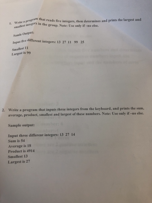  For Java 1. Write a integers in the group. Note: Use