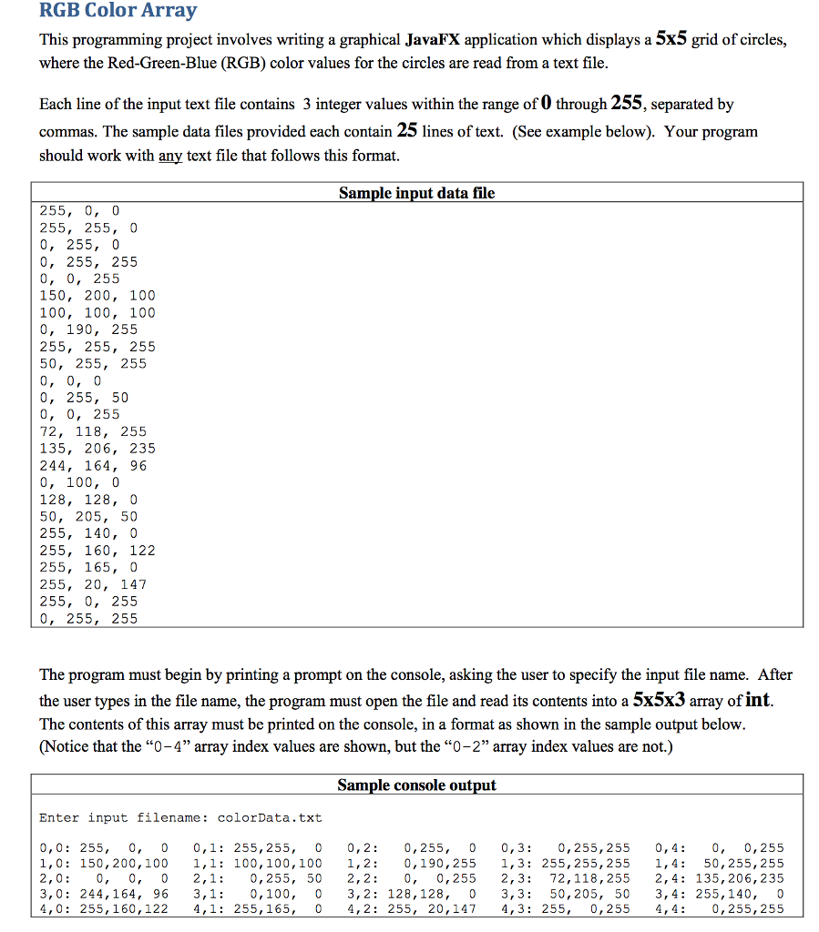 This programming project involves writing a graphical JavaFX application which displays a