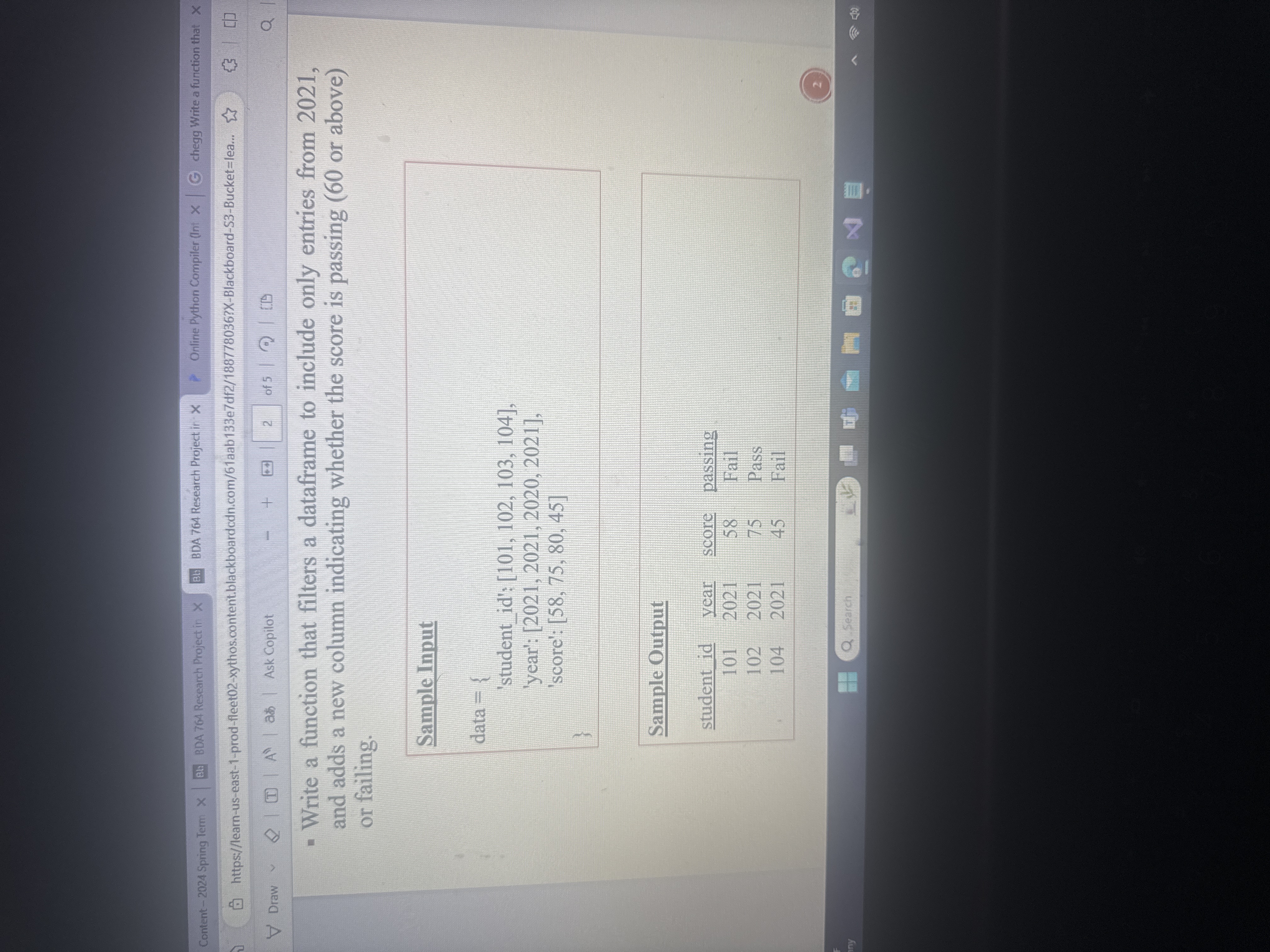  write a function that filters a dataframe to include only entries
