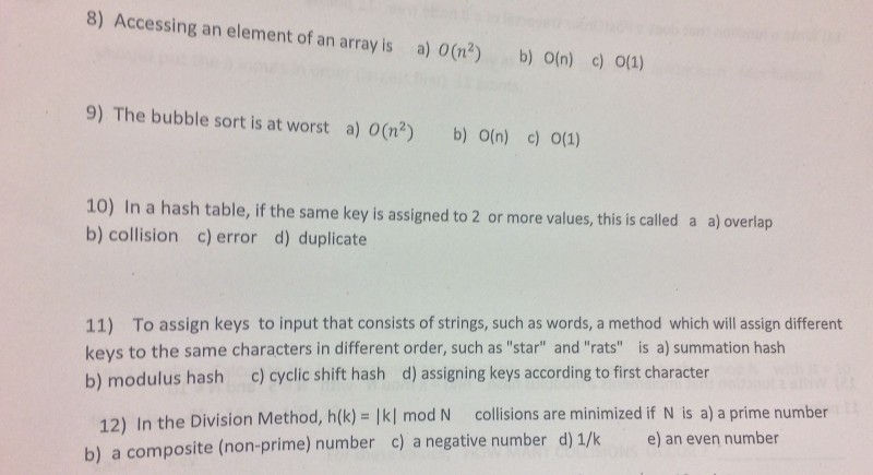  please answer multiple choice questions asap from 8-12. make sure your