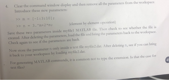  4. Clear the command window display and then remove all the