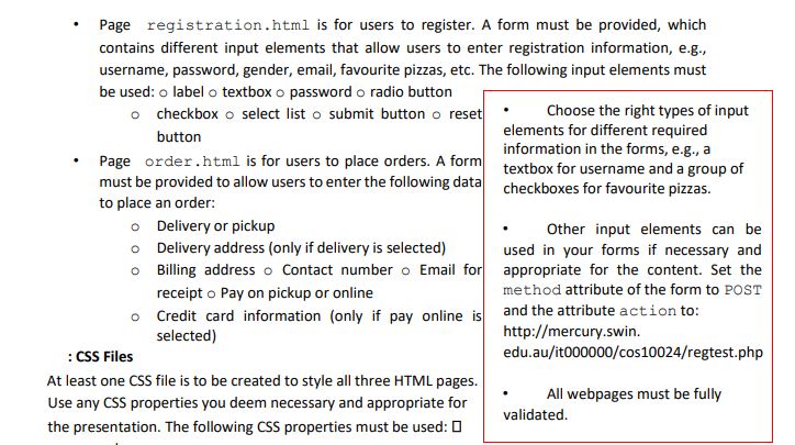 and colourfull pages for under the assignment. Link the every html files,