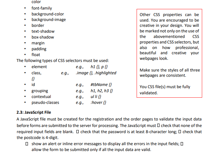 create and match css and js files for the question. i need