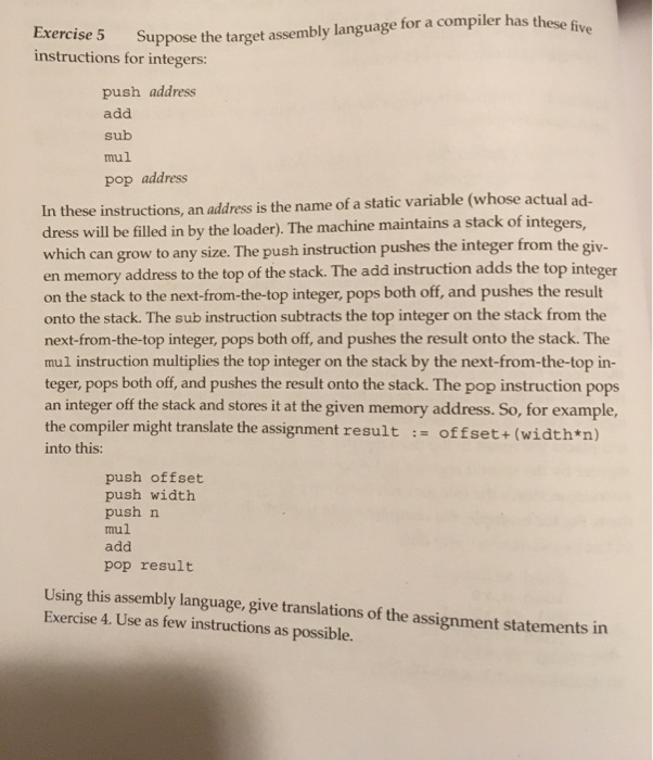  language for a compiler has these five Exercise 5 Suppose the