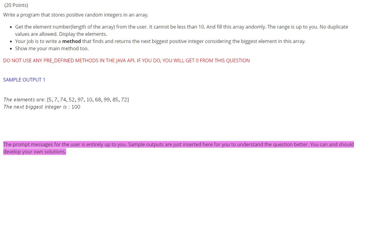 Write code in JAVA please. (20 Points) Write a program that stores