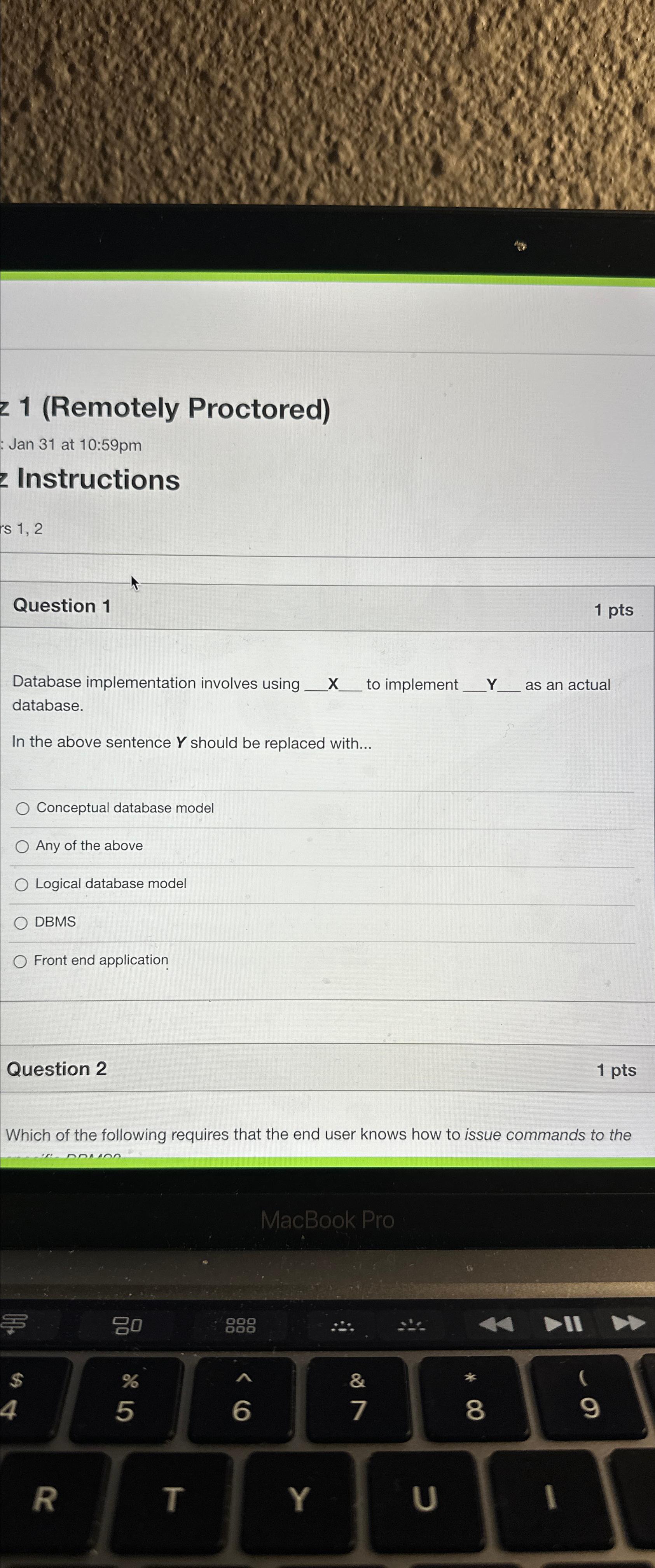  21(Remotely Proctored) : Jan 31 at 10:59pm Instructions s 1,2 Question