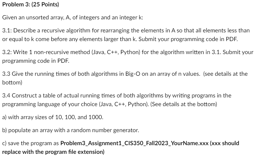  In C++ write the full code in one program Problem 3: