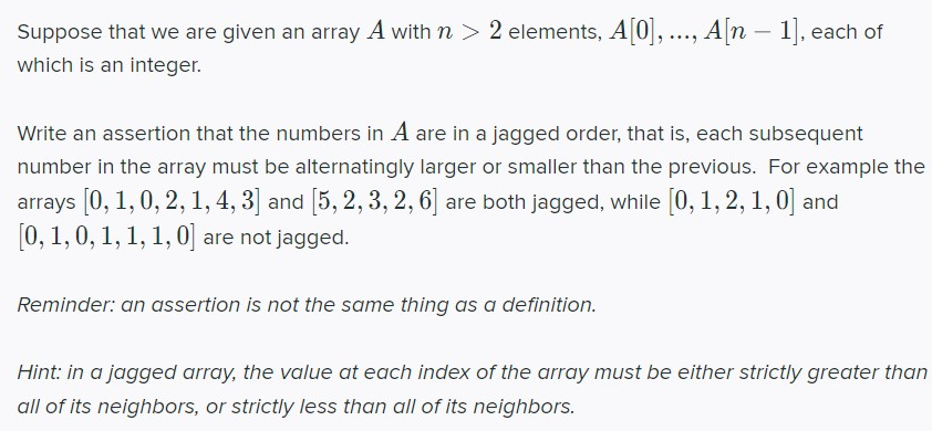  Suppose that we are given an array A with n >