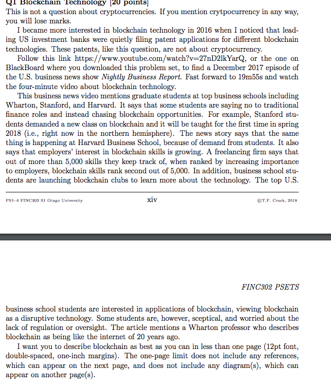  Blockchain lechnology 20 points This is not a question about c