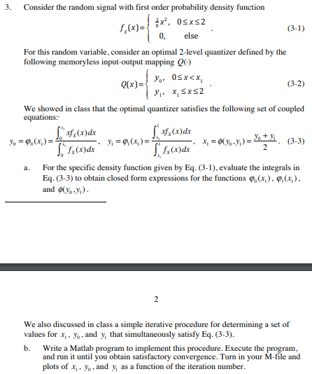 Digital signal processing question: 3. Consider the random signal with first order
