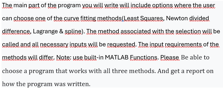  The main part of the program you will write will include