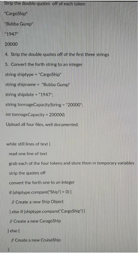 "CargoShip", "Bubba Gump","1947", 20000 "Ship", "The Cod Father","1978",0 "Cruise Ship", "Bullship","1982", 40328