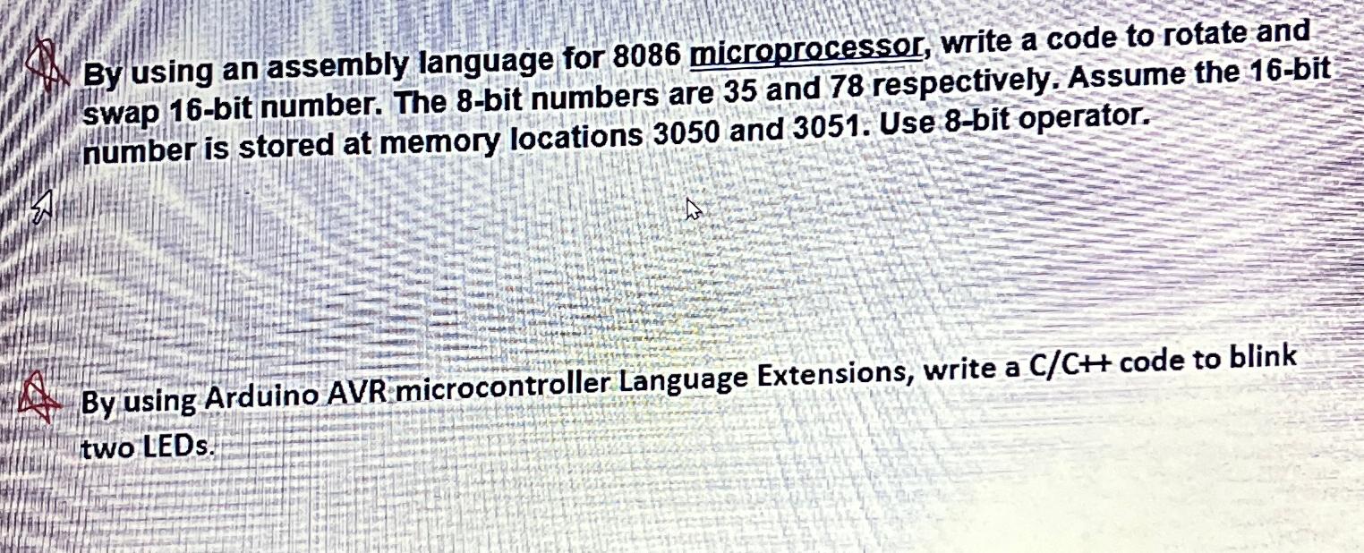  By using an assembly language for 8086 microprocessor, write a code
